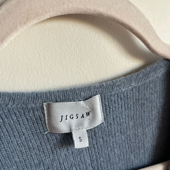 Jigsaw Wool-Cashmere V-neck Blue Sweater Size Small - Picture 3 of 11